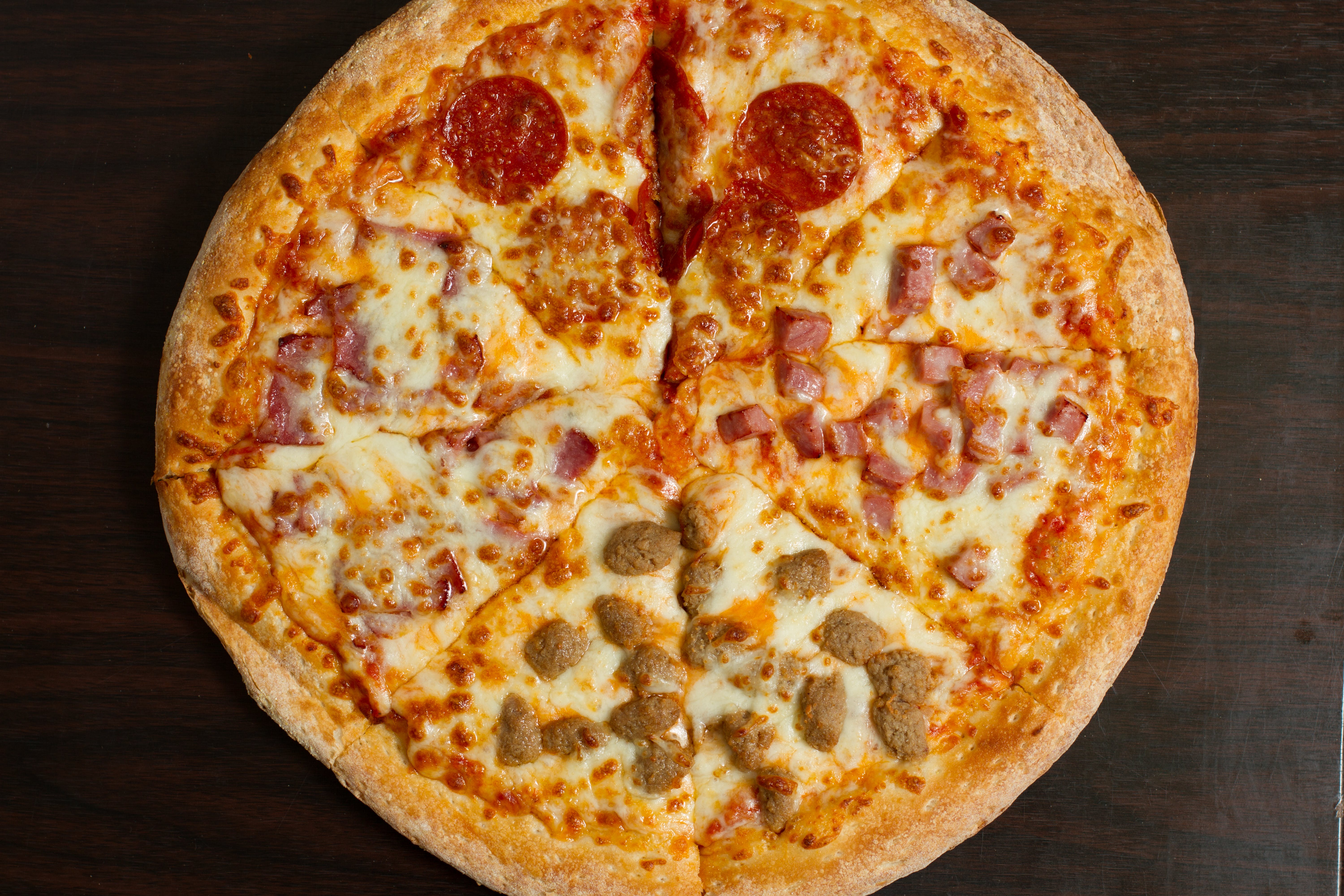 Spicy Italian sausage pizza, Carryout pizza from: Papa John…